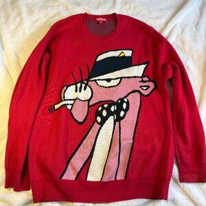 Supreme Pink Panther Knit Sweater Mens Size M White F/W 2014